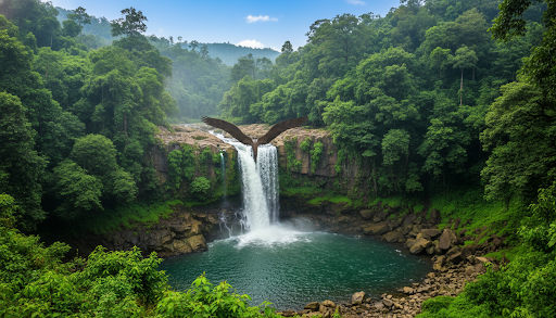 Waterfall and forest — digital detox retreat destination