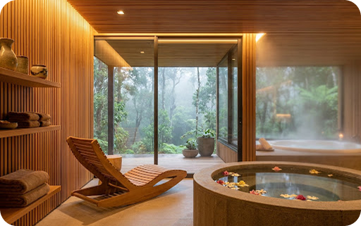Spa retreat overlooking the forest